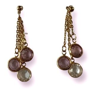 Vintage Lavender and Gold Dangle Earrings